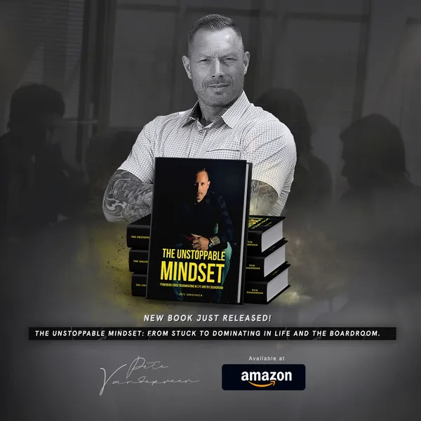 Pete van der Veen with The Unstoppable Mindset book