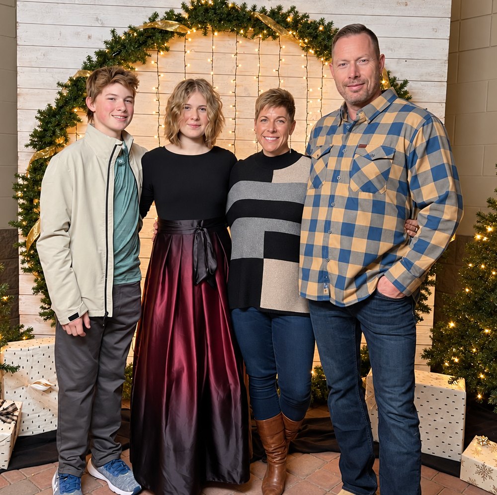 Pete van der Veen with his wife and children
